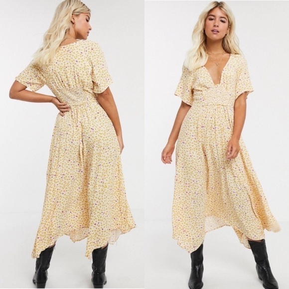 FREE PEOPLE In‎ Full Bloom Fall Floral Midi Dress Women’s Size XS midi - Picture 1 of 13